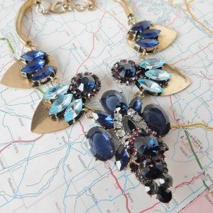 chunky blue gold statement necklace